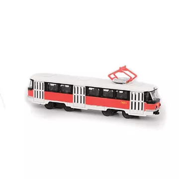 Kovová tramvaj na zpětný chod Tatra T3 - 16 cm, červená